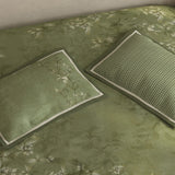 Spaces Meraki 100% Cotton 300 TC Floral Premium Large Bedsheet with 4 Pillow Covers - 108 x 108 Inches, Light Green