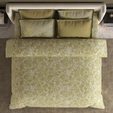 Spaces Meraki 100% Cotton 300 TC Floral Premium Large Bedsheet with 4 Pillow Covers - 108 x 108 Inches, Dark Yellow