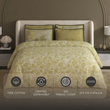 Spaces Meraki 100% Cotton 300 TC Floral Premium Large Bedsheet with 4 Pillow Covers - 108 x 108 Inches, Dark Yellow