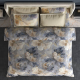 Spaces Meraki 100% Cotton 300 TC Floral Premium Large Bedsheet with 4 Pillow Covers - 108 x 108 Inches, Light Grey