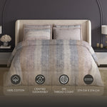 Spaces Meraki 100% Cotton 300 TC Floral Premium Large Bedsheet with 4 Pillow Covers - 108 x 108 Inches, Light Taupe