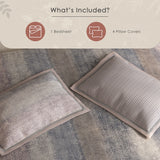 Spaces Meraki 100% Cotton 300 TC Floral Premium Large Bedsheet with 4 Pillow Covers - 108 x 108 Inches, Light Taupe