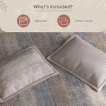 Spaces Meraki 100% Cotton 300 TC Floral Premium Large Bedsheet with 4 Pillow Covers - 108 x 108 Inches, Light Taupe