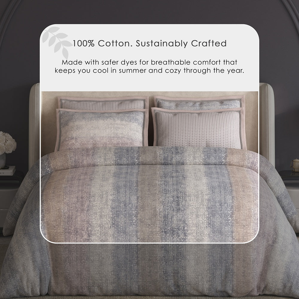 Spaces Meraki 100% Cotton 300 TC Floral Premium Large Bedsheet with 4 Pillow Covers - 108 x 108 Inches, Light Taupe