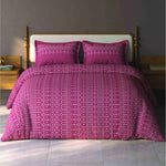 Spaces Aurum Geometric Polycotton 132 TC Double Bedsheet with 2 Pillow Covers - 88 x 100 Inches, Dark Pink