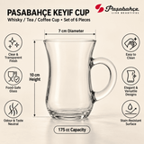 Pasabahce Keyif Tea Tumbler Glass Set of 6 -  175 ml, Transparent