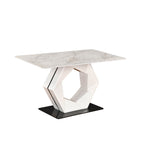 4 Seater Bevon Ceramic Dining Set with Hexin Base and Tierra Chairs- Cloud Beige