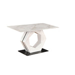 4 Seater Bevon Ceramic Dining Set with Hexin Base and Nivo Chairs- Cloud Beige