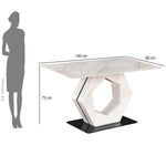 4 Seater Bevon Ceramic Dining Set with Hexin Base and Tierra Chairs- Cloud Beige