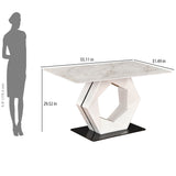 4 Seater Bevon Ceramic Dining Set with Hexin Base and Nivo Chairs- Cloud Beige