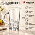 Pasabahce Timeless 1440 ml Beer Jug- Transparent