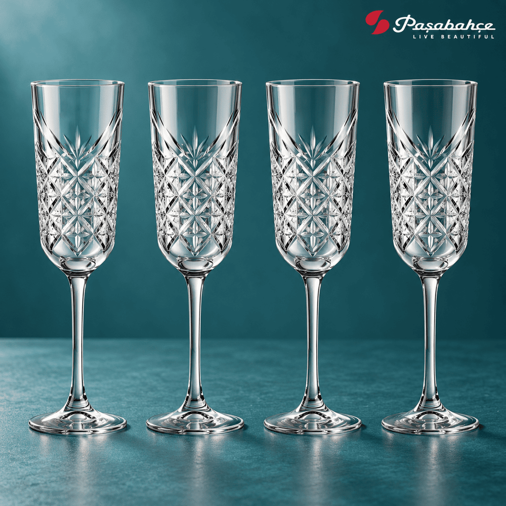 Pasabahce Timeless Flute Stem Glasses Set of 4 - 175 ml, Transparent