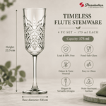 Pasabahce Timeless Flute Stem Glasses Set of 4 - 175 ml, Transparent