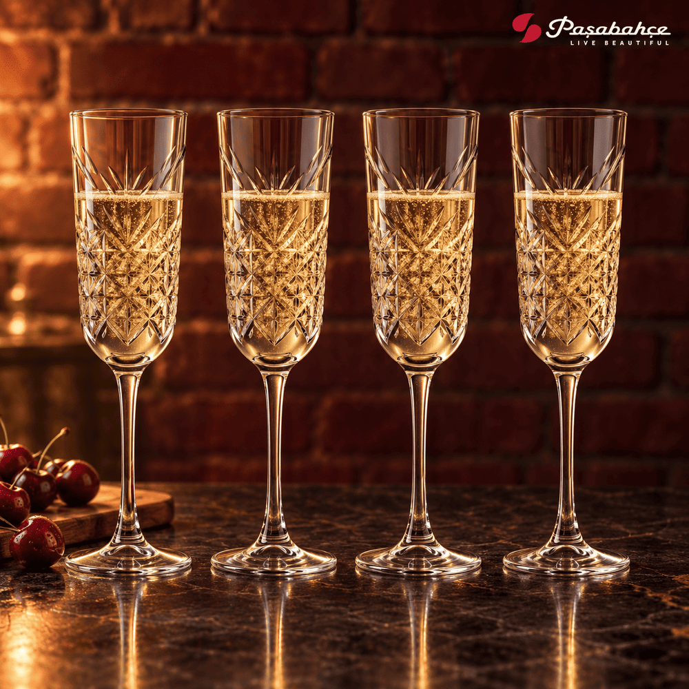 Pasabahce Timeless Flute Stem Glasses Set of 4 - 175 ml, Transparent