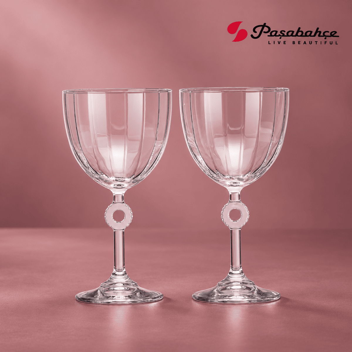 Pasabahce Amore Red Wine Stem Glasses Set of 2 - 270 ml, Transparent