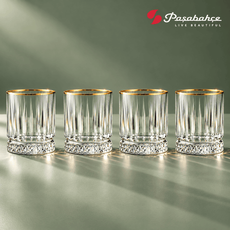 Pasabahce Elysia Whisky Tumbler Glass Set of 4 -  355 ml, Transparent