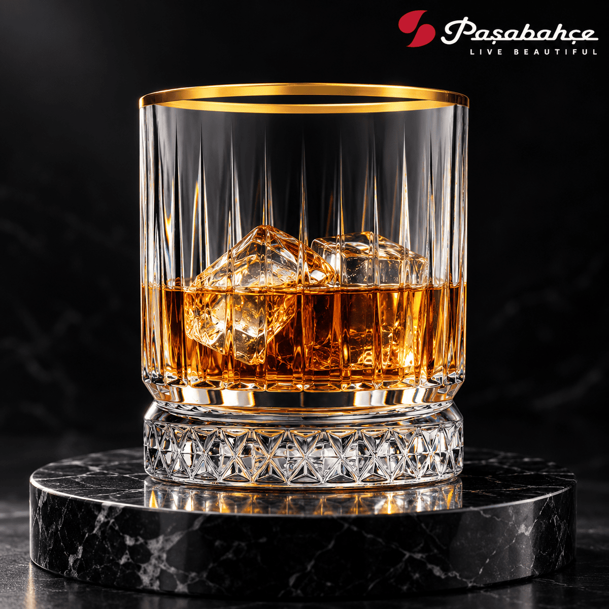 Pasabahce Elysia Whisky Tumbler Glass Set of 4 -  355 ml, Transparent