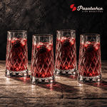 Pasabahce Leafy Water Tumbler Glass Set of 4 -  345 ml, Transparent