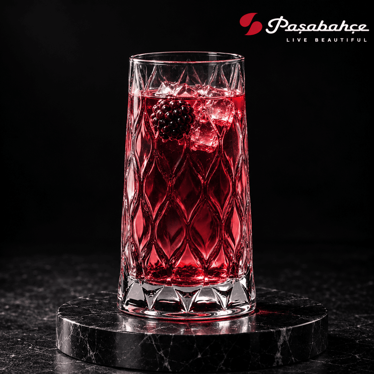 Pasabahce Leafy Water Tumbler Glass Set of 4 -  345 ml, Transparent