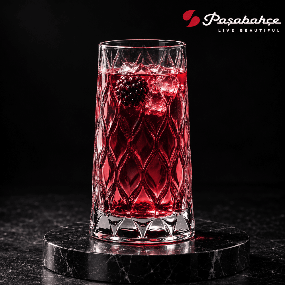 Pasabahce Leafy Water Tumbler Glass Set of 4 -  345 ml, Transparent