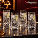 Pasabahce Leafy Water Tumbler Glass Set of 4 -  345 ml, Transparent