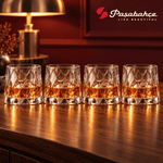 Pasabahce Leafy Whisky Tumbler Glass Set of 4 -  300 ml, Transparent