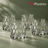Pasabahce Leafy Whisky Tumbler Glass Set of 4 -  300 ml, Transparent