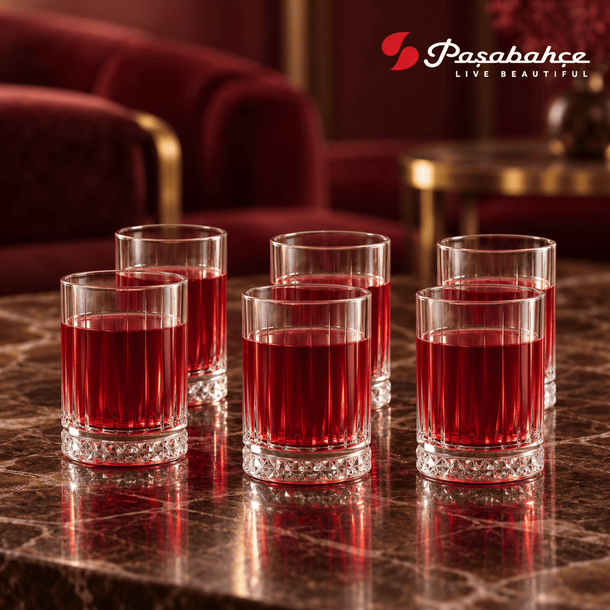 Pasabahce Elysia Water Tumbler Glass Set of 6 -  110 ml, Transparent