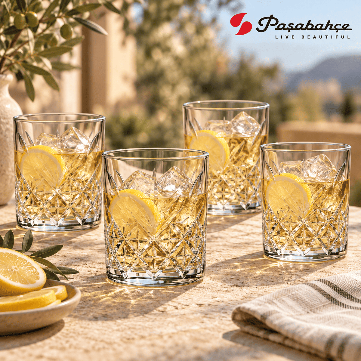 Pasabahce Timeless Whisky Tumbler Glass Set of 4 -  420 ml, Transparent