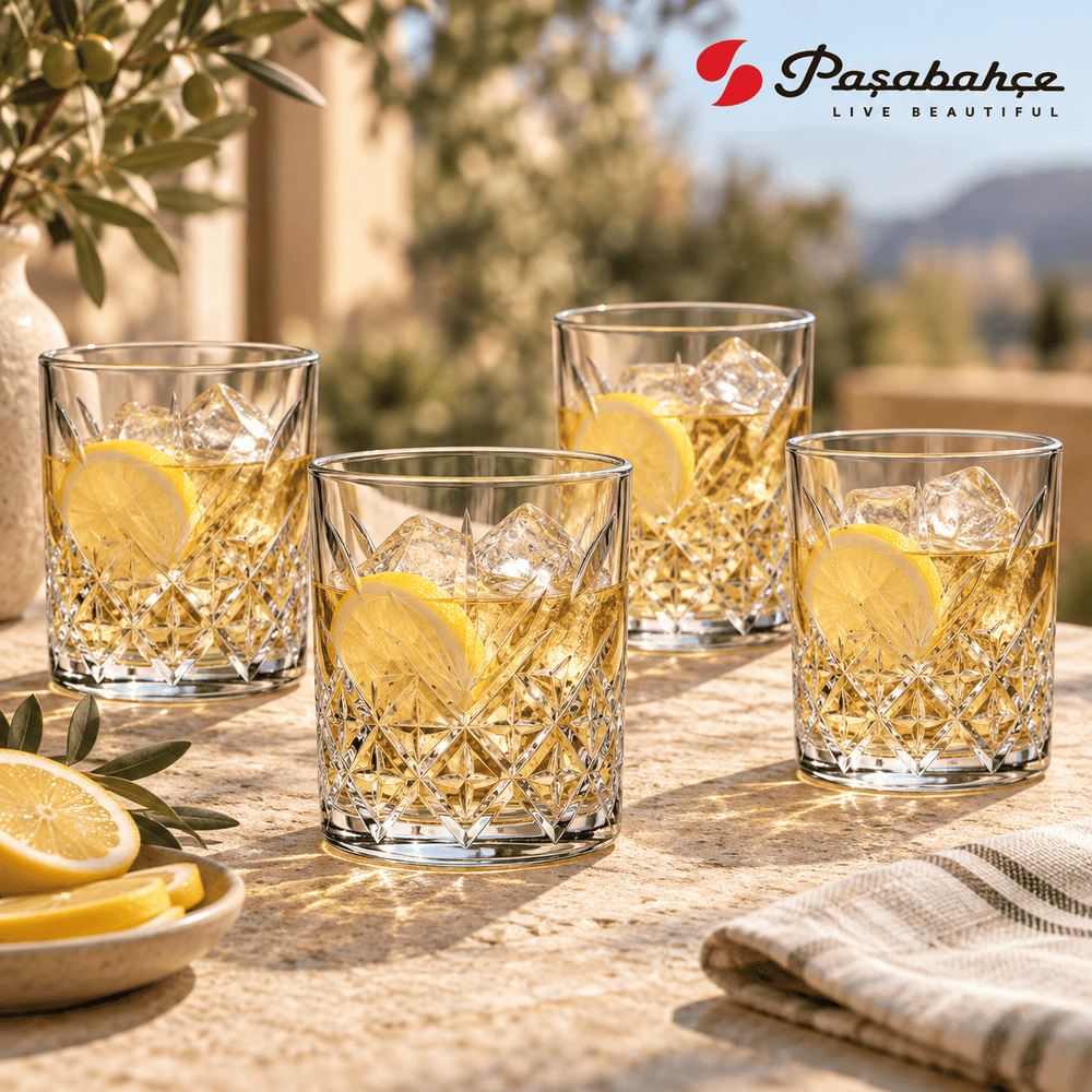 Pasabahce Timeless Whisky Tumbler Glass Set of 4 -  420 ml, Transparent