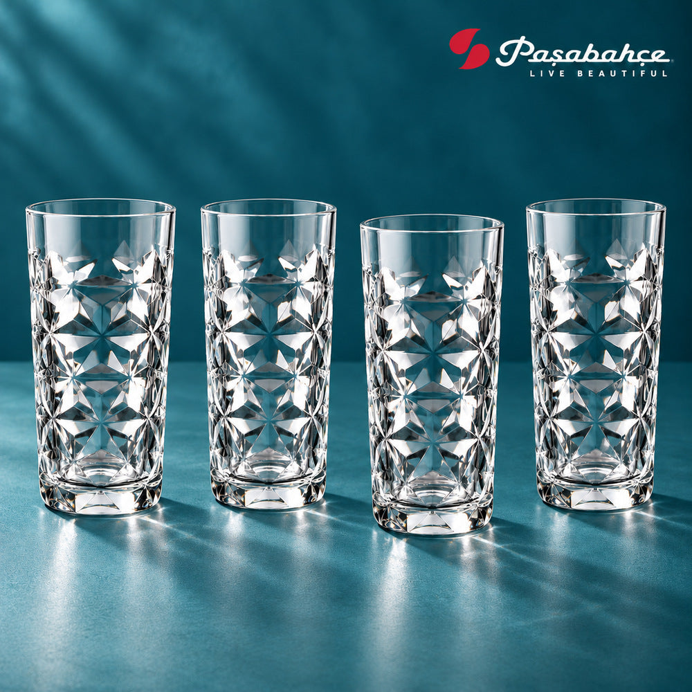 Pasabahce Estrella Highball Tumbler Glass Set of 4 -  360 ml, Transparent