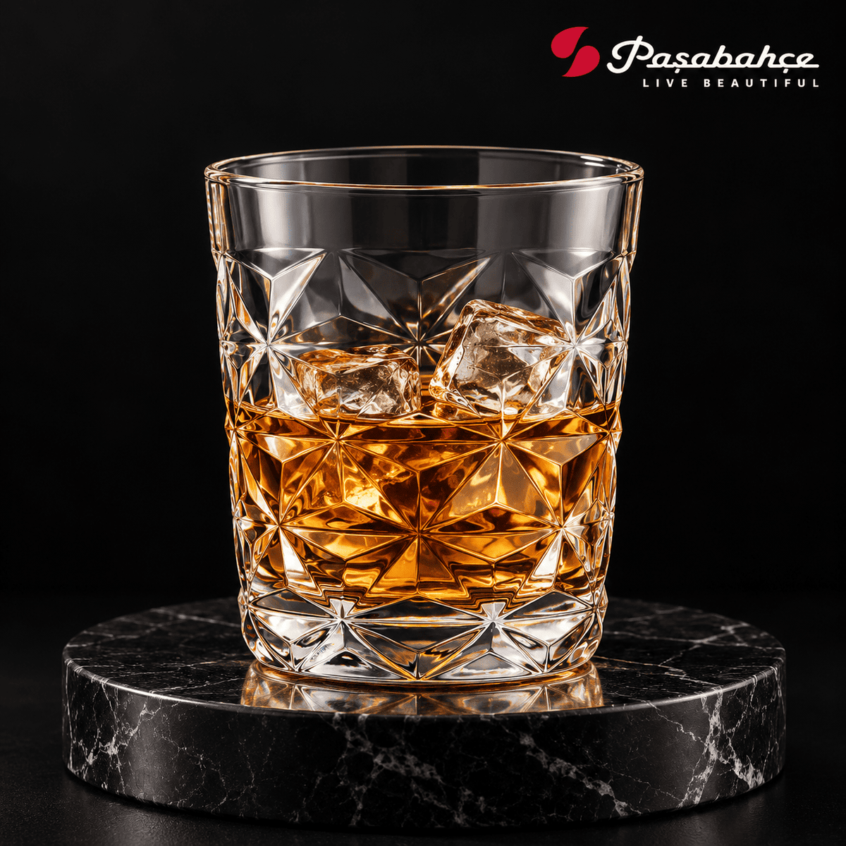 Pasabahce Estrella Whisky Tumbler Glass Set of 4 -  360 ml, Transparent