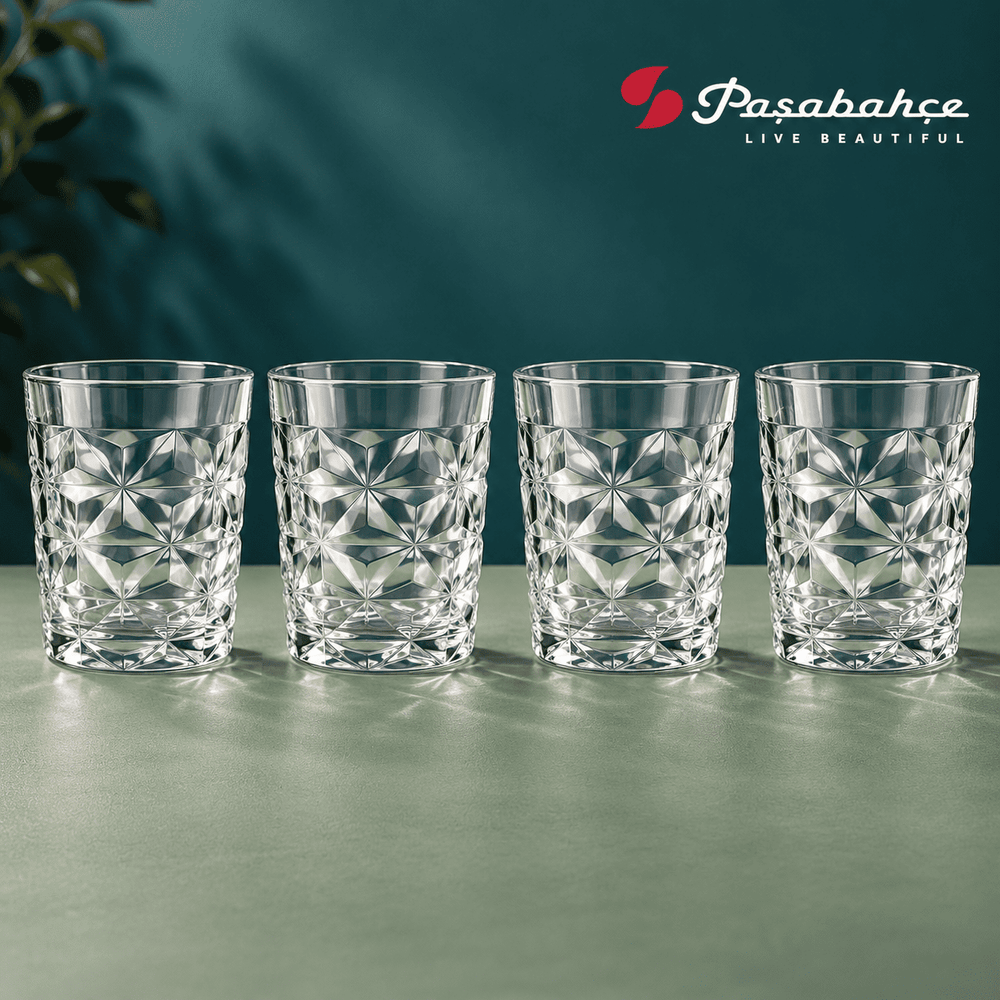 Pasabahce Estrella Whisky Tumbler Glass Set of 4 -  360 ml, Transparent