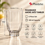 Pasabahce Amore Juice Tumbler Glass Set of 6 -  320 ml, Transparent