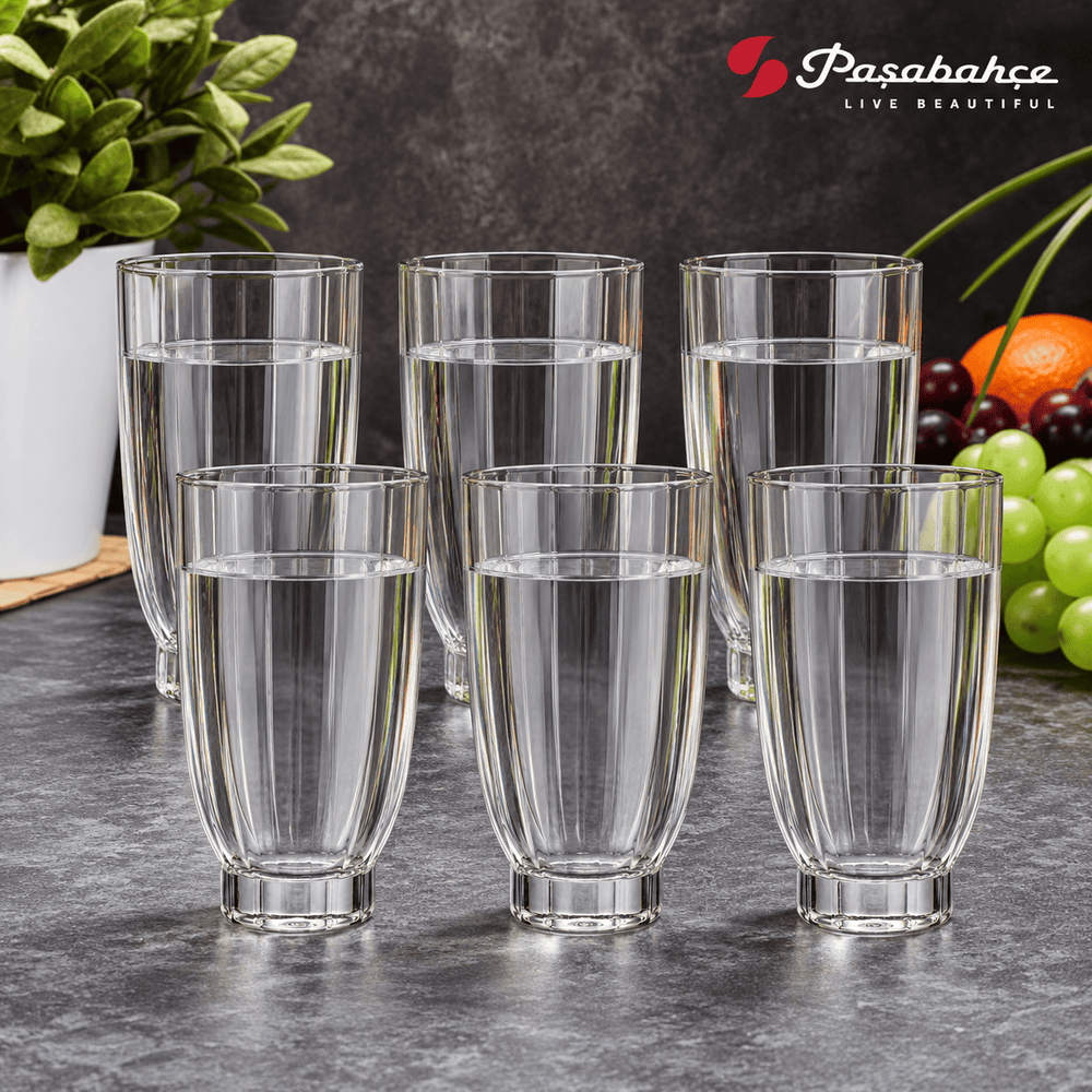 Pasabahce Amore Water Tumbler Glass Set of 6 -  400 ml, Transparent