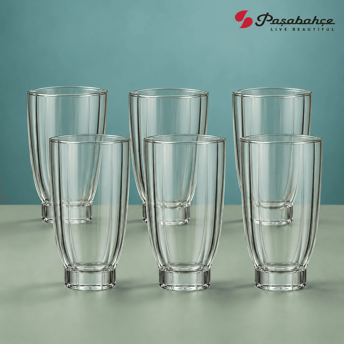 Pasabahce Amore Water Tumbler Glass Set of 6 -  400 ml, Transparent