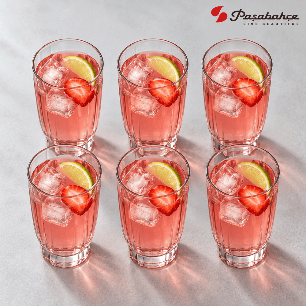 Pasabahce Amore Water Tumbler Glass Set of 6 -  400 ml, Transparent
