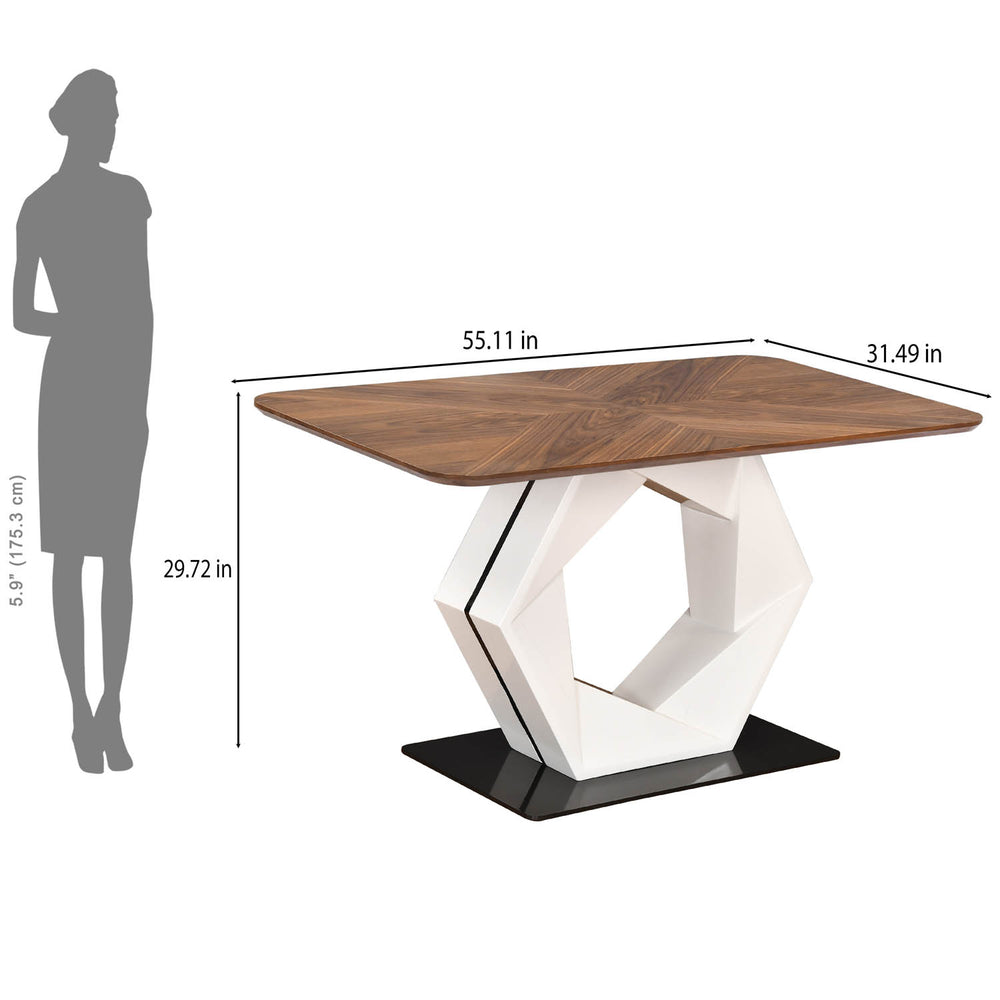 4 Seater Parquel Wooden Dining Set with Hexin Base and Ellipse Chairs- Walnut Brown