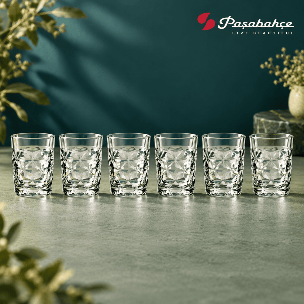 Pasabahce Estrella Shot Tumbler Glass Set of 6 -  60 ml, Transparent