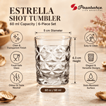 Pasabahce Estrella Shot Tumbler Glass Set of 6 -  60 ml, Transparent