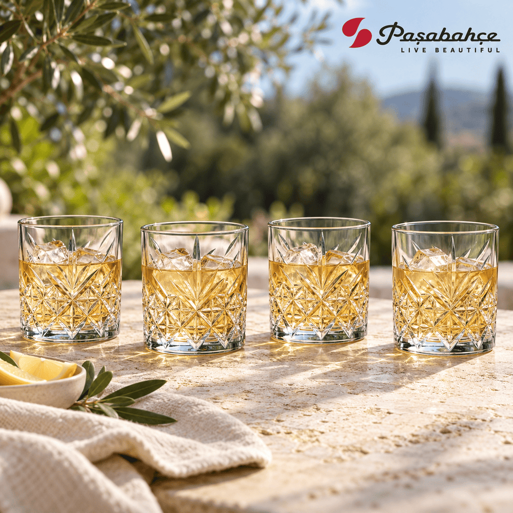 Pasabahce Timeless Whisky Tumbler Glass Set of 4 -  205 ml, Transparent