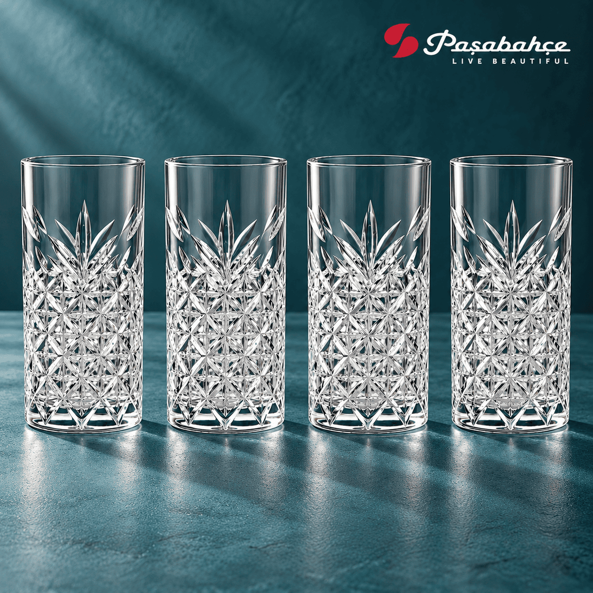 Pasabahce Timeless Longdrink Tumbler Glass Set of 4 -  450 ml, Transparent