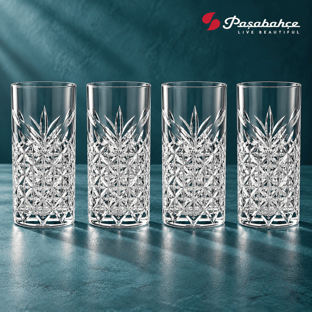 Pasabahce Timeless Longdrink Tumbler Glass Set of 4 -  450 ml, Transparent