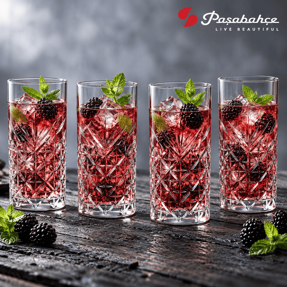 Pasabahce Timeless Longdrink Tumbler Glass Set of 4 -  450 ml, Transparent