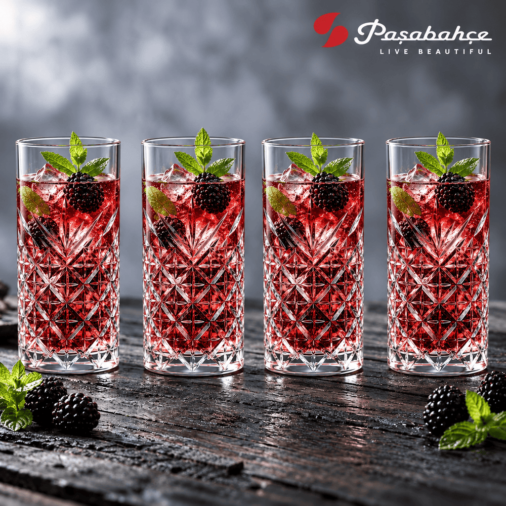 Pasabahce Timeless Longdrink Tumbler Glass Set of 4 -  450 ml, Transparent