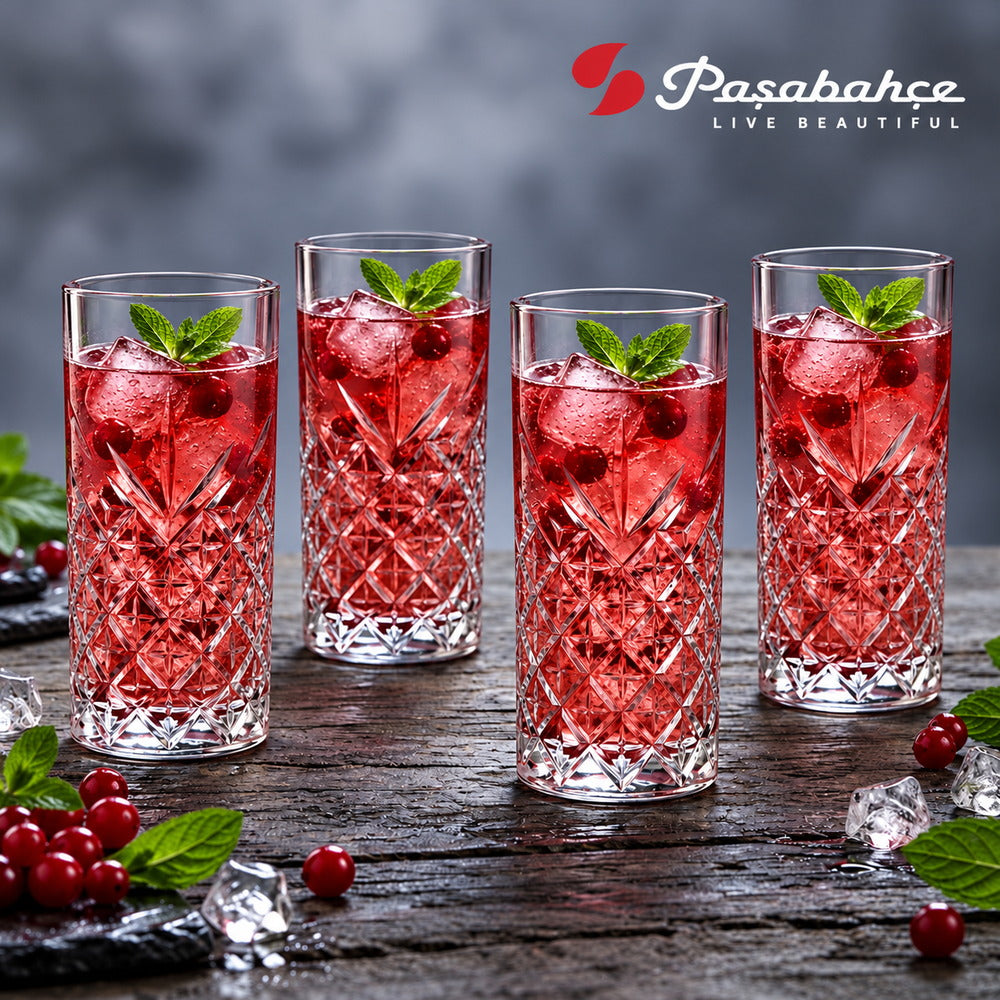 Pasabahce Timeless Water Tumbler Glass Set of 4 -  295 ml, Transparent
