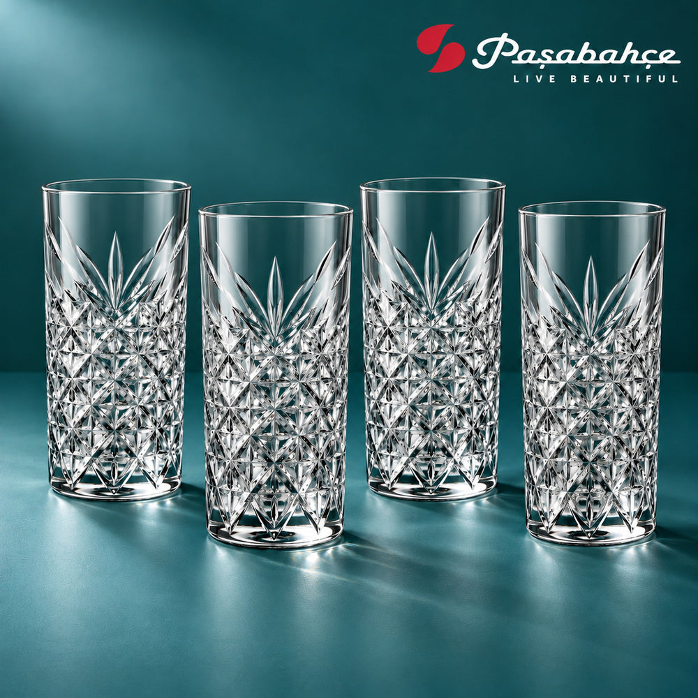 Pasabahce Timeless Water Tumbler Glass Set of 4 -  295 ml, Transparent