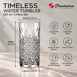 Pasabahce Timeless Water Tumbler Glass Set of 4 -  295 ml, Transparent