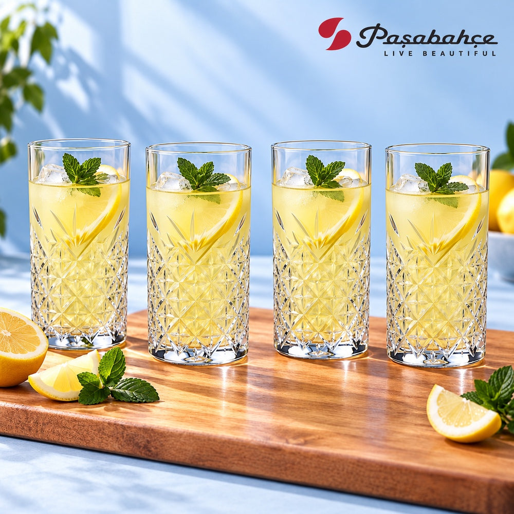 Pasabahce Timeless Water Tumbler Glass Set of 4 -  295 ml, Transparent