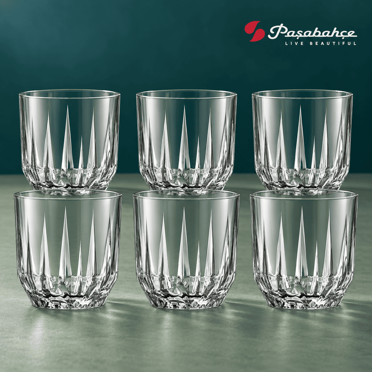 Pasabahce Echo Whisky Tumbler Glass Set of 6 -  300 ml, Transparent
